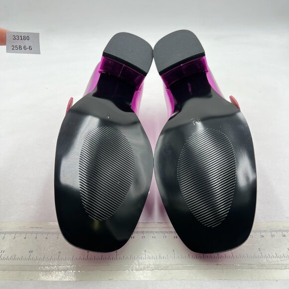 YDN Purple Square Toe Loafers Slip on Block Low Heel Pumps Buckle Fashion Shoes - Picture 7 of 9